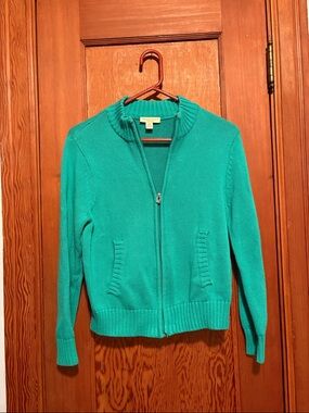 Appleseed's Zip-Front Sweater Cardigan - Teal Green